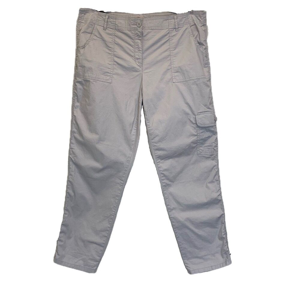 Liz Claiborne Cargo Pants Women's Size 14 Gray Boyfriend Flat Front Pockets